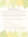 Tips For Teens - Achieving And Maintaining A Normal Body Weight by Jessica Grattan