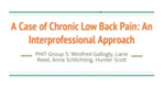 A Case of Chronic Low Back Pain: An Interprofessional Approach by Anne Schlichting, Hunter Scott, Lacie Reed, and Winifred Gallogly