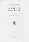 Vermont Statutes relating to the Practice of Osteopathy