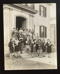 Students at the Alumni Hall Entrance, ca.1936 by Kahill Photo Studios