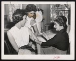 Two Westbrook Junior College Students Receive Polio Shots, 1956 by Portland Evening Express
