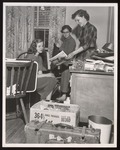 Three Students and a Cluttered Desk, Westbrook Junior College, 1953