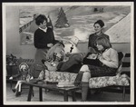 Three Students Decorating the Lounge in Linnell Hall, Westbrook Junior College, 1964