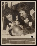Two Students and a Pitcher in Window at Houghton Hall, Westbrook Junior College, 1960