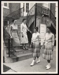 Abbott Twins Walking by Proctor Hall, Westbrook Junior College, Class of 1961