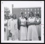 Eight Nursing Students Pose for "Science Bldg. Start," Westbrook Junior College, 1966