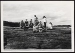 Nine Students on the Rocks, Westbrook College, 1970s