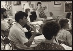 Eight Students in Alumni Hall Tiered Classroom, Westbrook College, 1980s