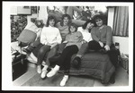 Five Students Relax on a Resident Hall Bed, Westbrook College, 1987